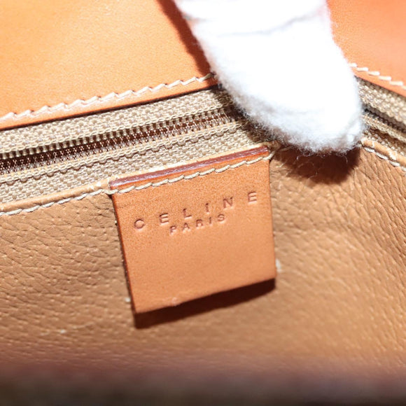 CELINE Macadam Canvas Shoulder Bag PVC Leather Brown Gold Auth 136203