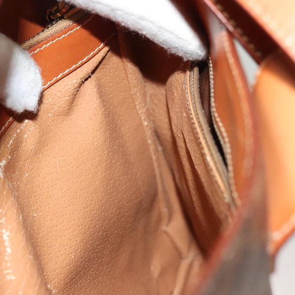 CELINE Macadam Canvas Shoulder Bag PVC Leather Brown Gold Auth 136203