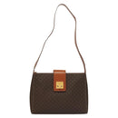 CELINE Macadam Canvas Shoulder Bag PVC Leather Brown Gold Auth 136203-2