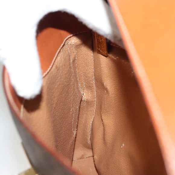 CELINE Macadam Canvas Shoulder Bag PVC Leather Brown Gold Auth 136203