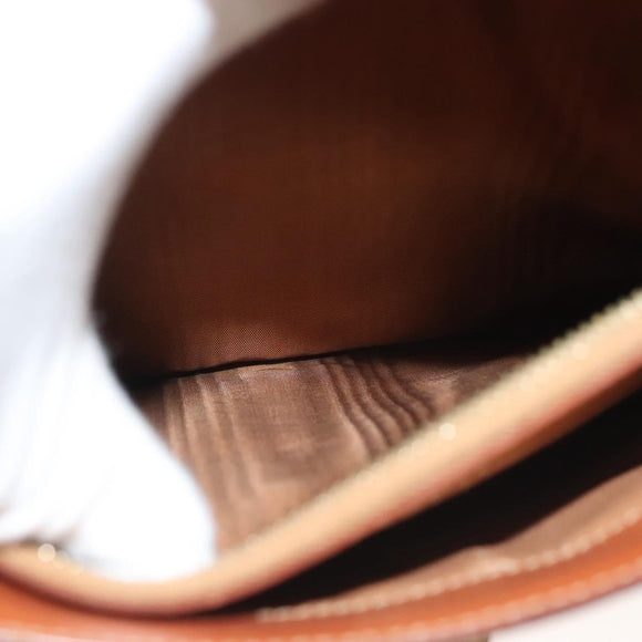 CELINE Macadam Canvas Shoulder Bag PVC Leather Brown Gold Auth 136203