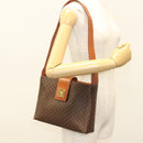CELINE Macadam Canvas Shoulder Bag PVC Leather Brown Gold Auth 136203-26
