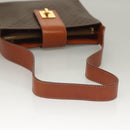 CELINE Macadam Canvas Shoulder Bag PVC Leather Brown Gold Auth 136203-7