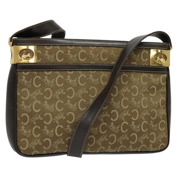 CELINE C Sulky Shoulder Bag Canvas Beige Gold Auth 136204