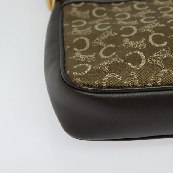 CELINE C Sulky Shoulder Bag Canvas Beige Gold Auth 136204