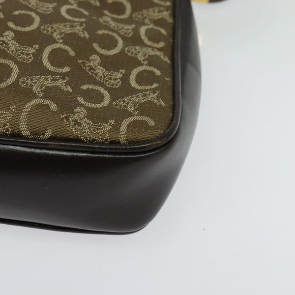 CELINE C Sulky Shoulder Bag Canvas Beige Gold Auth 136204