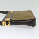CELINE C Sulky Shoulder Bag Canvas Beige Gold Auth 136204-3