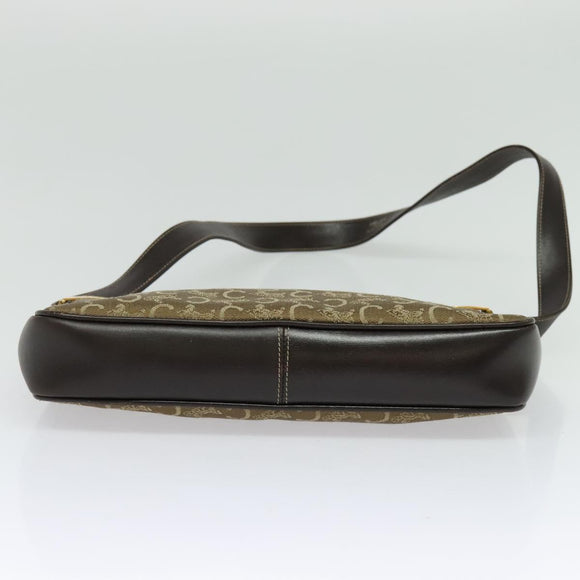 CELINE C Sulky Shoulder Bag Canvas Beige Gold Auth 136204