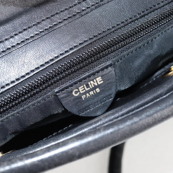 CELINE Tote Bag Nylon Black Gold Auth 136206