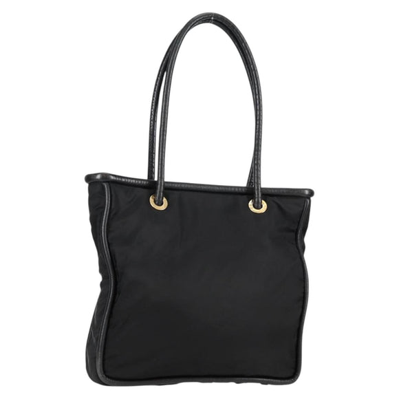 CELINE Tote Bag Nylon Black Gold Auth 136206