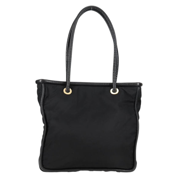 CELINE Tote Bag Nylon Black Gold Auth 136206