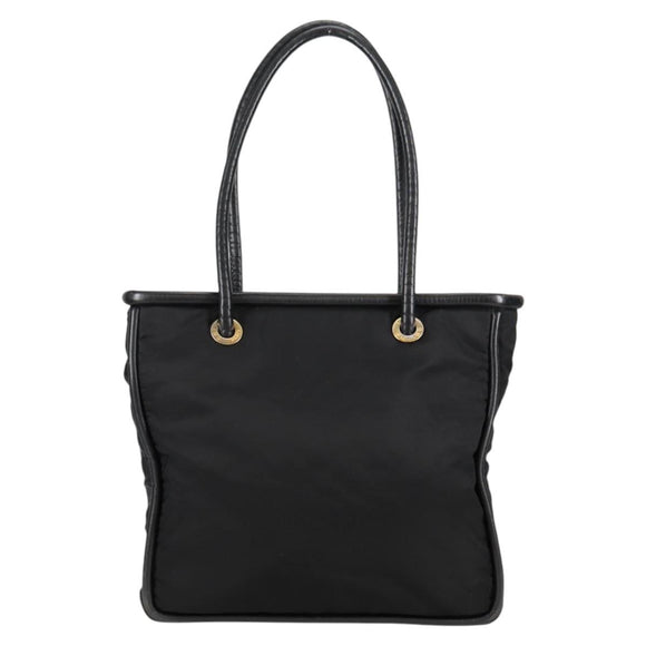 CELINE Tote Bag Nylon Black Gold Auth 136206