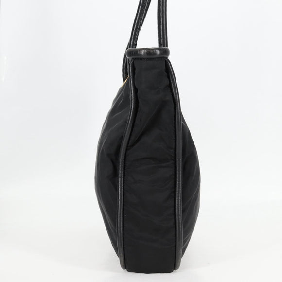 CELINE Tote Bag Nylon Black Gold Auth 136206