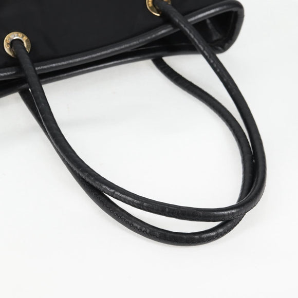 CELINE Tote Bag Nylon Black Gold Auth 136206