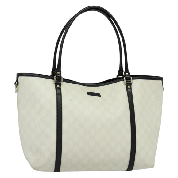 GUCCI GG Supreme Tote Bag PVC White Gold 197953 Auth 136210