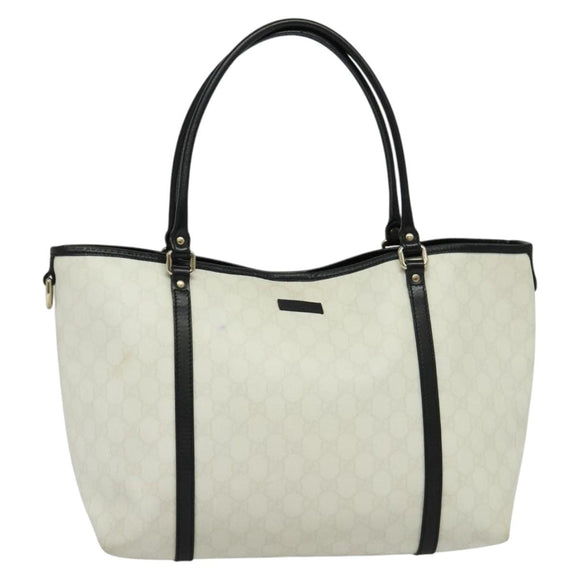 GUCCI GG Supreme Tote Bag PVC White Gold 197953 Auth 136210