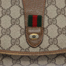 GUCCI GG Supreme Web Sherry Line Clutch Bag PVC Beige Gold 89 01 030 Auth 136211-12