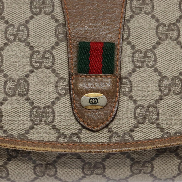 GUCCI GG Supreme Web Sherry Line Clutch Bag PVC Beige Gold 89 01 030 Auth 136211