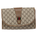 GUCCI GG Supreme Web Sherry Line Clutch Bag PVC Beige Gold 89 01 030 Auth 136211-2