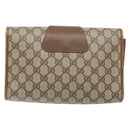 GUCCI GG Supreme Web Sherry Line Clutch Bag PVC Beige Gold 89 01 030 Auth 136211-3