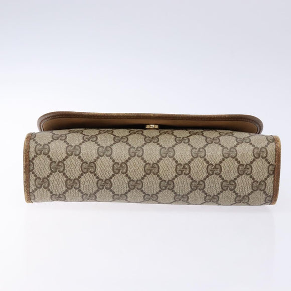 GUCCI GG Supreme Web Sherry Line Clutch Bag PVC Beige Gold 89 01 030 Auth 136211