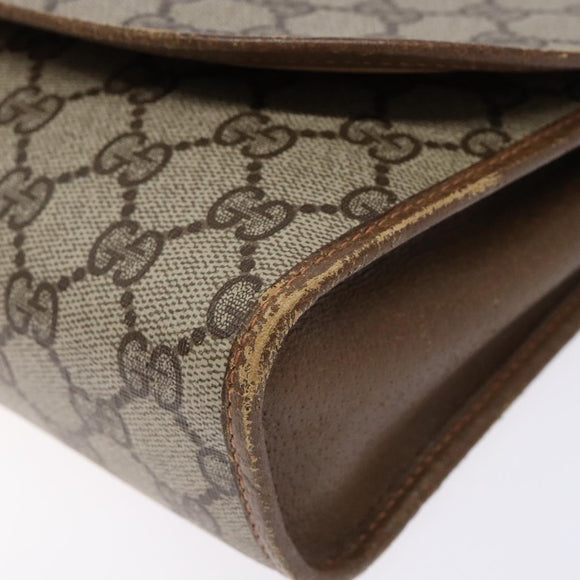 GUCCI GG Supreme Web Sherry Line Clutch Bag PVC Beige Gold 89 01 030 Auth 136211