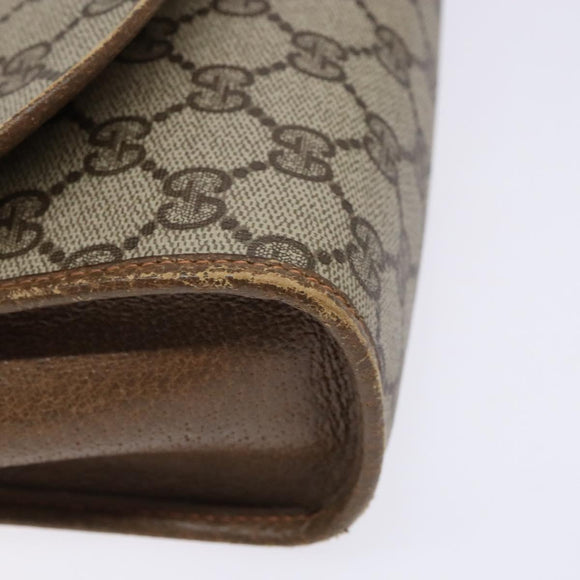 GUCCI GG Supreme Web Sherry Line Clutch Bag PVC Beige Gold 89 01 030 Auth 136211