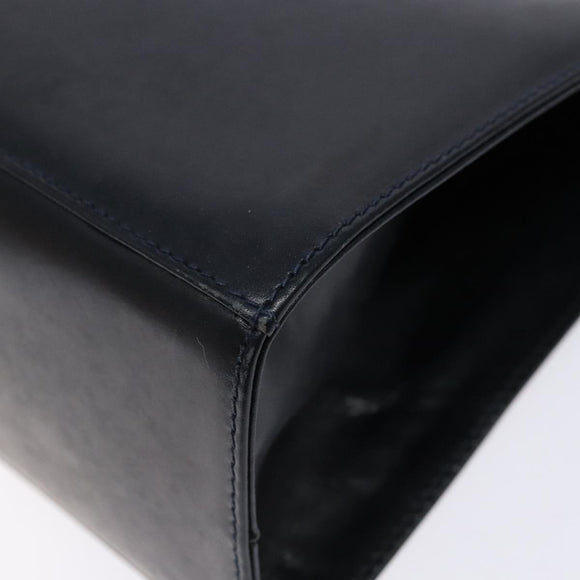 Salvatore Ferragamo Gancini Chain Shoulder Bag Leather Navy Gold Auth 136212