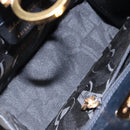 Salvatore Ferragamo Gancini Chain Shoulder Bag Leather Navy Gold Auth 136212-16