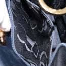 Salvatore Ferragamo Gancini Chain Shoulder Bag Leather Navy Gold Auth 136212-19