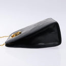 Salvatore Ferragamo Gancini Chain Shoulder Bag Leather Navy Gold Auth 136212-5