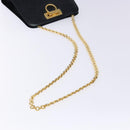 Salvatore Ferragamo Gancini Chain Shoulder Bag Leather Navy Gold Auth 136212-7