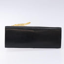 Salvatore Ferragamo Gancini Chain Shoulder Bag Leather Navy Gold Auth 136212-9