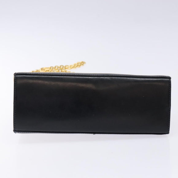 Salvatore Ferragamo Gancini Chain Shoulder Bag Leather Navy Gold Auth 136212