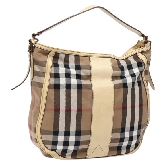 BURBERRY Nova Check Shoulder Bag Canvas Beige Auth 136215