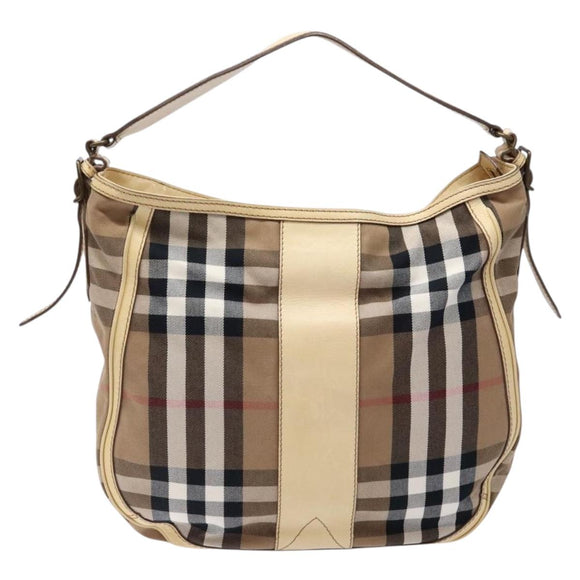 BURBERRY Nova Check Shoulder Bag Canvas Beige Auth 136215