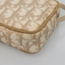 Christian Dior Trotter Canvas Romantic Pouch PVC Beige Silver Auth 136216-14