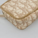 Christian Dior Trotter Canvas Romantic Pouch PVC Beige Silver Auth 136216-16