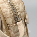 Christian Dior Trotter Canvas Romantic Pouch PVC Beige Silver Auth 136216-10