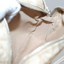 Christian Dior Trotter Canvas Romantic Pouch PVC Beige Silver Auth 136216-17