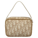 Christian Dior Trotter Canvas Romantic Pouch PVC Beige Silver Auth 136216-2