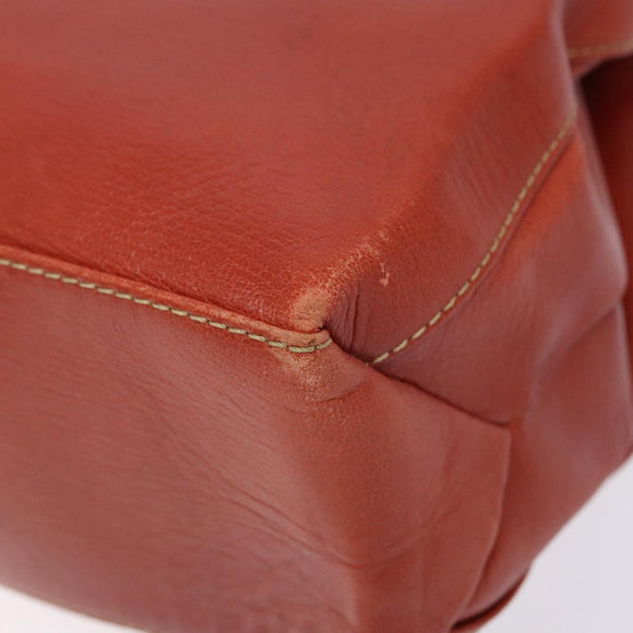 LOEWE Velazquez Hand Bag Leather 2way Red Gold Auth 136263