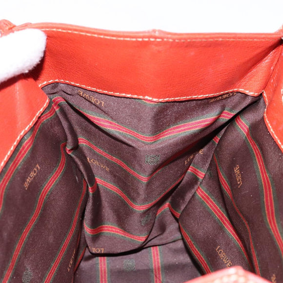 LOEWE Velazquez Hand Bag Leather 2way Red Gold Auth 136263