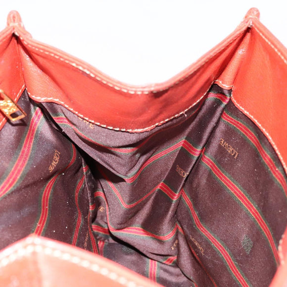 LOEWE Velazquez Hand Bag Leather 2way Red Gold Auth 136263