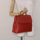 LOEWE Velazquez Hand Bag Leather 2way Red Gold Auth 136263-22