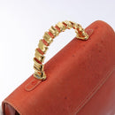 LOEWE Velazquez Hand Bag Leather 2way Red Gold Auth 136263-6