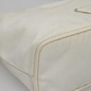 PRADA Shoulder Bag Nylon White Silver Auth 136266-15