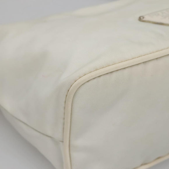 PRADA Shoulder Bag Nylon White Silver Auth 136266