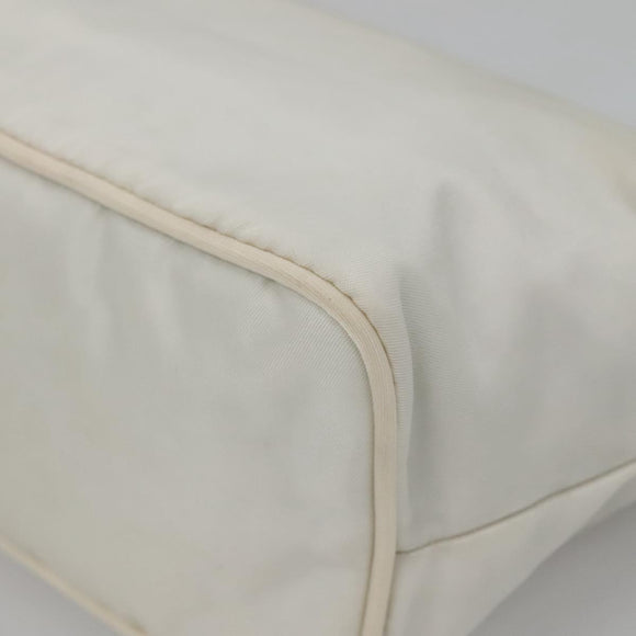 PRADA Shoulder Bag Nylon White Silver Auth 136266