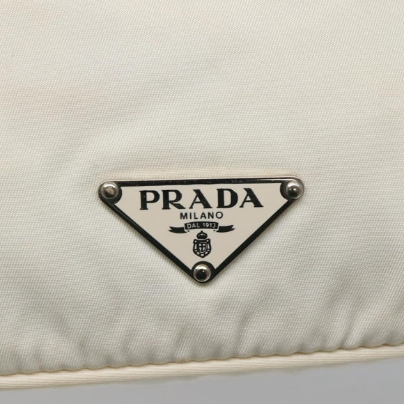 PRADA Shoulder Bag Nylon White Silver Auth 136266